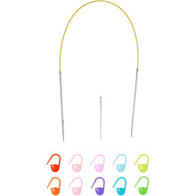 2 Gauge Knitting Circular Needle 16 Inch(40cm) Metal Round Stainless Steel Needle with Large Eye Sewing & Stitch Markers for Handmade Projects DIY Kni