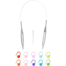 15 Gauge Knitting Circular Needle 16 Inch(40cm) Metal Round Stainless Steel Needle with Large Eye Sewing & Stitch Markers for Handmade Projects DIY Kn