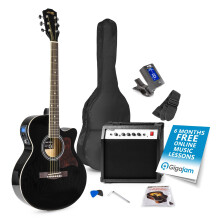 MAX 173.170 ShowKit Beginner Electric Acoustic Guitar Starter Pack Black