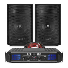 Vonyx SL8 Passive PA System Package - 8" Speakers & 500W Amp for DJs