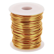 12 Gauge / 2mm Anodized Aluminum Wire for Jewelry Craft Making, 102 Feet Bendable Flexible Wire for DIY Home Decor Gardening Sculpture, Gold