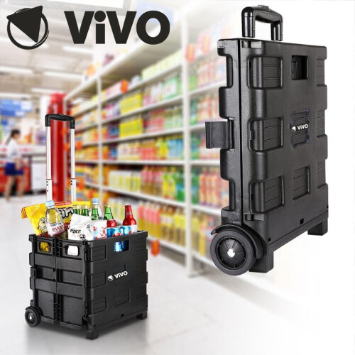 Vivo 25Kg Multipurpose Foldable Shopping Trolley Cart Handle Wheel Camping Caddy Boot 1