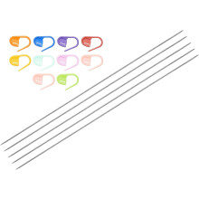5Pcs Knitting Needle 1.2mm Diameter 6 Inches (15cm) Length Stainless Steel Double Pointed Sweater Stitching Needles with 10 Colorful Stitch Markers fo