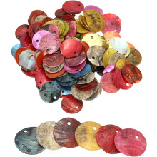 120Pcs Capiz Shells 1.5cm/0.6" Round Natural Shells with 2 Holes for Seashell Wind Chimes Curtain Shell Garland DIY Craft Wedding Home Decoration, Dar