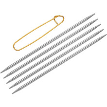 5Pcs Knitting Needle Size US 6(4mm) Diameter 6 Inches (15cm) Length Stainless Steel Double Pointed Sweater Stitching Needles with Stitch Holder for Ha