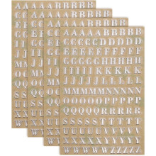 4 Sheets Letter Stickers 0.18" 3D Mini Letter Sticker Metal Self Adhesive Alphabet Sticker for Scrapbooking DIY Poster Craft Wall Doors Sign Decor(Sil