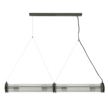 Double tube pendant light, glass, grey metal