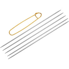 5Pcs Knitting Needle Size US 0 (2mm) Diameter 6 Inches (15cm) Length Stainless Steel Double Pointed Sweater Stitching Needles with Stitch Holder for H