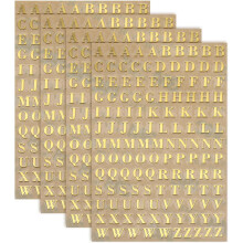4 Sheets Letter Stickers 0.18" 3D Mini Letter Sticker Metal Self Adhesive Alphabet Stickers for Scrapbooking DIY Poster Craft Wall Doors Sign Decor(Go