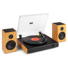 Audizio RP337BB Vintage Record Player with BT Speakers - Bamboo