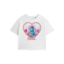 (Large) Barbie Cropped Short Sleeved T-Shirt (Womens White)