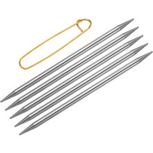 5Pcs Knitting Needle Size US 8(5mm) Diameter 6 Inches (15cm) Length Stainless Steel Double Pointed Sweater Stitching Needles with Stitch Holder for Ha