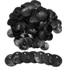 120Pcs Capiz Shells 1.5cm/0.6" Round Natural Shells with 2 Holes for Seashell Wind Chimes Curtain Shell Garland DIY Craft Wedding Home Decoration, Bla