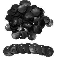 60Pcs Capiz Shells 1.5cm/0.6" Round Natural Shells with 2 Holes for Seashell Wind Chimes Curtain Shell Garland DIY Craft Wedding Home Decoration, Blac