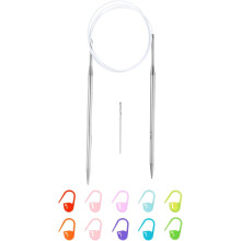 US 8(5mm) Knitting Circular Needle 40 Inch(100cm) Metal Round Stainless Steel Needle with Large Eye Sewing & Stitch Markers for Handmade Projects DIY