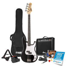 MAX 173.235 GigKit Bass Guitar with Amplifier and Accessories - Black