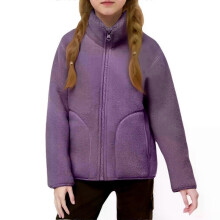 (140cm, Dark Purple) Kids Windproof And Warm Thick Wool Winter Jacket