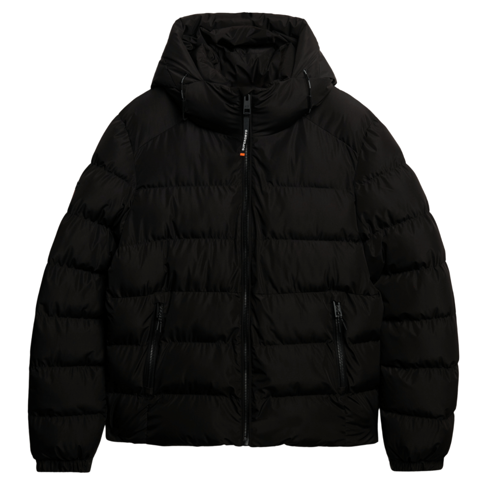 Superdry (L, Black/Black) Mens Hooded Sports Padded Jacket