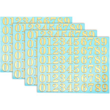 4 Sheets Letter Stickers 0.35" 3D Mini Letter Sticker Metal Self Adhesive Number Stickers for Scrapbooking DIY Poster Craft Wall Doors Sign Decor(Gold