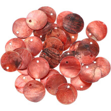 30Pcs Capiz Shells, 1.5cm/0.6" Round Brown Shells with a Hole for Seashell Wind Chimes Curtain Shell Garland DIY Jewelry Craft Wedding Home Decoration