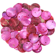65Pcs Capiz Shells, 1.5cm/0.6" Round Rose Red Shells with a Hole for Seashell Wind Chimes Curtain Shell Garland DIY Jewelry Craft Wedding Home Decorat
