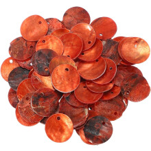 65Pcs Capiz Shells, 1.5cm/0.6" Round Orange Shells with a Hole for Seashell Wind Chimes Curtain Shell Garland DIY Jewelry Craft Wedding Home Decoratio