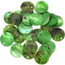 30Pcs Capiz Shells, 1.5cm/0.6" Round Fruit Green Shells with a Hole for Seashell Wind Chimes Curtain Shell Garland DIY Jewelry Craft Wedding Home Deco