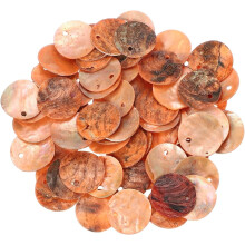 65Pcs Capiz Shells, 1.5cm/0.6" Round Light Orange Shells with a Hole for Seashell Wind Chimes Curtain Shell Garland DIY Jewelry Craft Wedding Home Dec