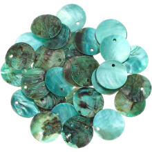 30Pcs Capiz Shells, 1.5cm/0.6" Round Lake Blue Shells with a Hole for Seashell Wind Chimes Curtain Shell Garland DIY Jewelry Craft Wedding Home Decora
