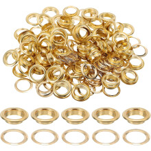 100 Sets Grommets Eyelets, 10mm Brass Self Backing Eyelets Metal Eyelet with Washers for Belts, Shoes, Clothes, Bead Cores, DIY Project, Gold Tone