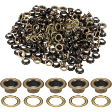 200 Sets Grommets Eyelets, 5mm Brass Self Backing Eyelets Metal Eyelet with Washers for Belts, Shoes, Clothes, Bead Cores, DIY Project, Bronze