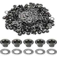 200 Sets Grommets Eyelets, 3mm Brass Self Backing Eyelets Metal Eyelet with Washers for Belts, Shoes, Clothes, Bead Cores, DIY Project, Black