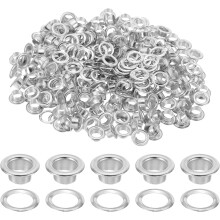 200 Sets Grommets Eyelets, 5mm Brass Self Backing Eyelets Metal Eyelet with Washers for Belts, Shoes, Clothes, Bead Cores, DIY Project, Silver Tone