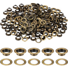 200 Sets Grommets Eyelets, 6mm Brass Self Backing Eyelets Metal Eyelet with Washers for Belts, Shoes, Clothes, Bead Cores, DIY Project, Bronze