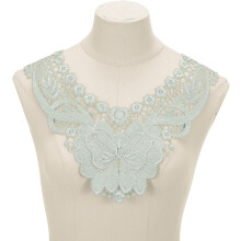 2 Pcs Lace Applique, 14" Lace Collar Floral Applique Sew on Embroidery Trim Neckline for Sewing Accessories DIY Craft Fabric Patches Wedding Dress Dec