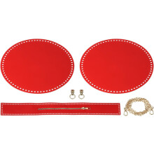 1Set DIY PU Leather Canvas Mesh Bag, Shoulder Bag Mesh Sheet, Making Accessories with Zipper for Shoulder Bags Handmade Crochet, Red