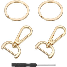 4 Pcs Swivel Purse Clasp, 0.59" D Ring Snap Hook W/Key Ring & Screwdriver, Bronze