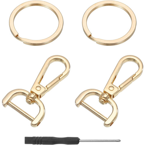 4 Pcs Swivel Purse Clasp, 0.59" D Ring Snap Hook W/Key Ring & Screwdriver, Bronze