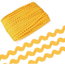 44 Yard Rick Rack Trim Ribbon, 3mm Wave Sewing Bending Fringe Trim Wave Ribbon Trim for Sewing DIY Clothes Wrapping Wedding Party Decoration, Golden