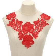 2 Pcs Lace Applique, 12.6" Lace Collar Floral Applique Sew on Embroidery Trim Neckline for Sewing Accessories DIY Craft Fabric Patches Wedding Dress D