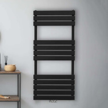 Nes Home 1200 x 500 mm Designer Towel Radiator Black Single Flat Tube
