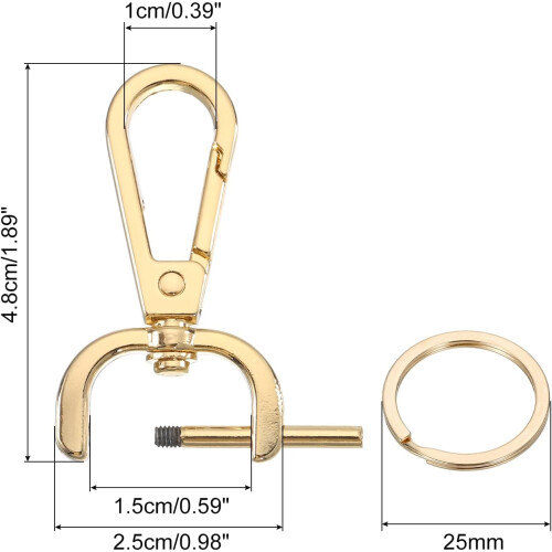 4 Pcs Swivel Purse Clasp, 0.59" D Ring Snap Hook W/Key Ring & Screwdriver, Bronze 1