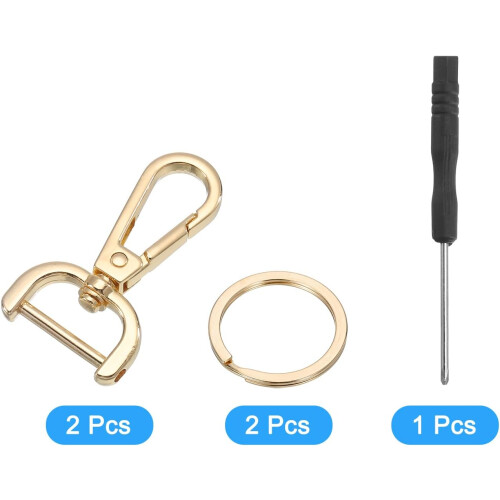 4 Pcs Swivel Purse Clasp, 0.59" D Ring Snap Hook W/Key Ring & Screwdriver, Bronze 2