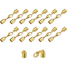 20Sets Leather Cord End Caps with Lobster Claw Clasps Fit 5.5mm Cords, Barrel Terminators for DIY Making Leather Bracelets, Gold Tone