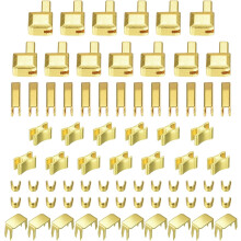 Zipper Repair Kits, #5 Metal Latch Slider Retainers Box & Insertion Pins & Top Bottom Stoppers for Bag Coat Zippers Replacing (75Pcs, Golden)