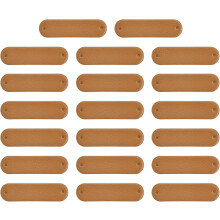 100Pcs Handmade Leather Label, PU Leather Sewing Embossed Tag Embellishment Crochet Tags for Clothing Hat Scarves DIY (45x12mm, Brown)