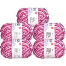 Cotton Blend Yarn, 5 Pack of 50g/1.76oz Soft Crochet Craft Yarns for Knitting and Crocheting Craft Projects, Pink-White