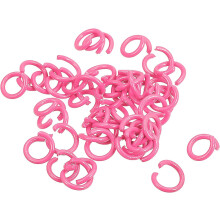 Open Jump Rings, 10mm Colorful O-Ring Connectors for DIY Crafts Jewelry Making, Carbon Steel, Pink, 100Pcs