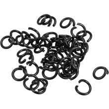 Open Jump Rings, 10mm Colorful O-Ring Connectors for DIY Crafts Jewelry Making, Carbon Steel, Black, 100Pcs