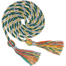 Graduation Honor Cord 67" with Tassel Polyester Braided Honor Cord Graduation Ropes for Graduation Party Ceremonies Graduates, Green/White/Yellow